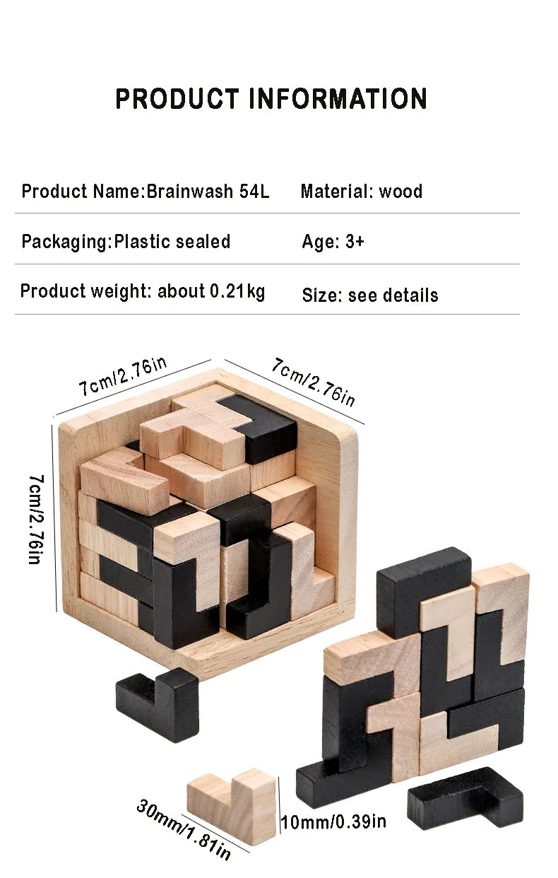 Rompecabezas de cubo 3D Luban entrelazado juguete educativo creativo de madera cerebro mente juego de aprendizaje temprano regalo para niños carta