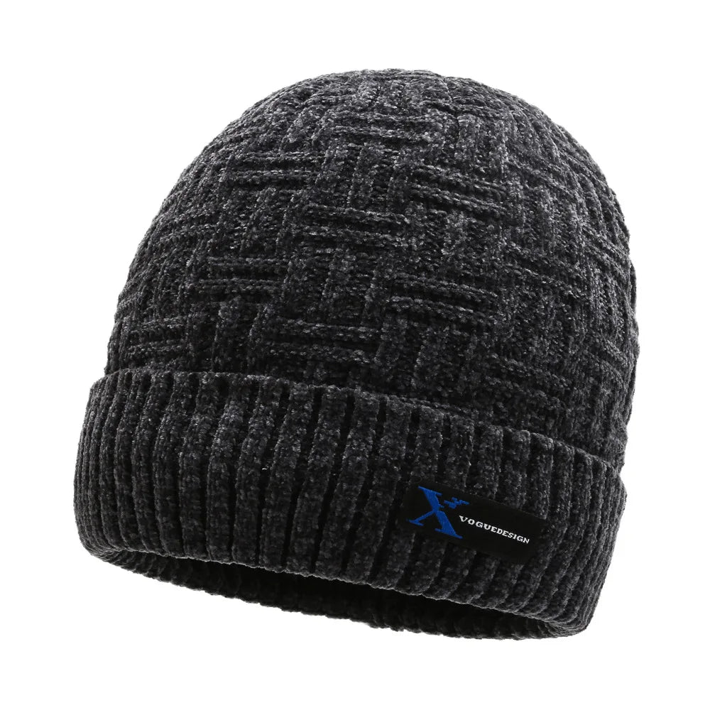 Gorro Tejido Lana Chenilla Terciopelo Grueso Térmico | Invierno Ajustable Unisex