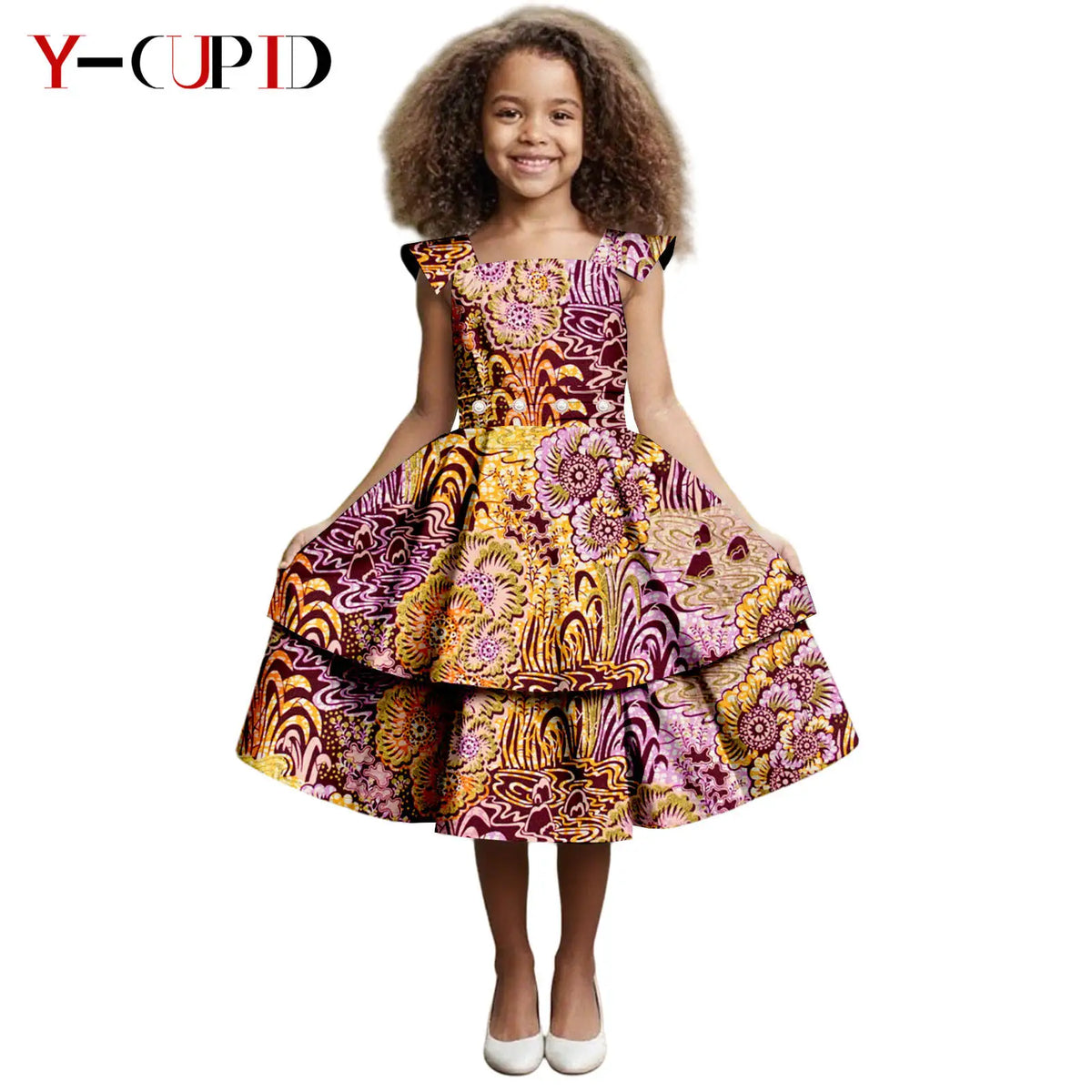 Vestido Bouffant Cuentas Africanas Niña | Fiesta Elegante | Tallas XS-XXL | Tico Trendy