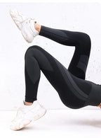 Pantalones Yoga sin Costuras para Mujer | Contraste de Color y Cintura Alta | Secado Rápido para Correr | Tico Trendy