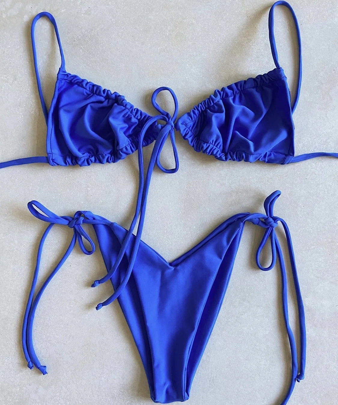 Bikini Sexy de Cintura Alta y Color Sólido - Traje de Baño de Verano 2025