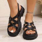 Sandalias Romanas Plataforma Gruesa Tacón Cuadrado | Estilo Gladiador Antideslizantes