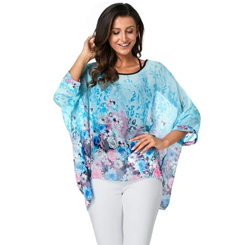 Vestido casual bohemio estilo chiffon disponible en tallas grandes 4XL 5XL 6XL vestido vintage floreado con cuello en O camiseta estilo long top