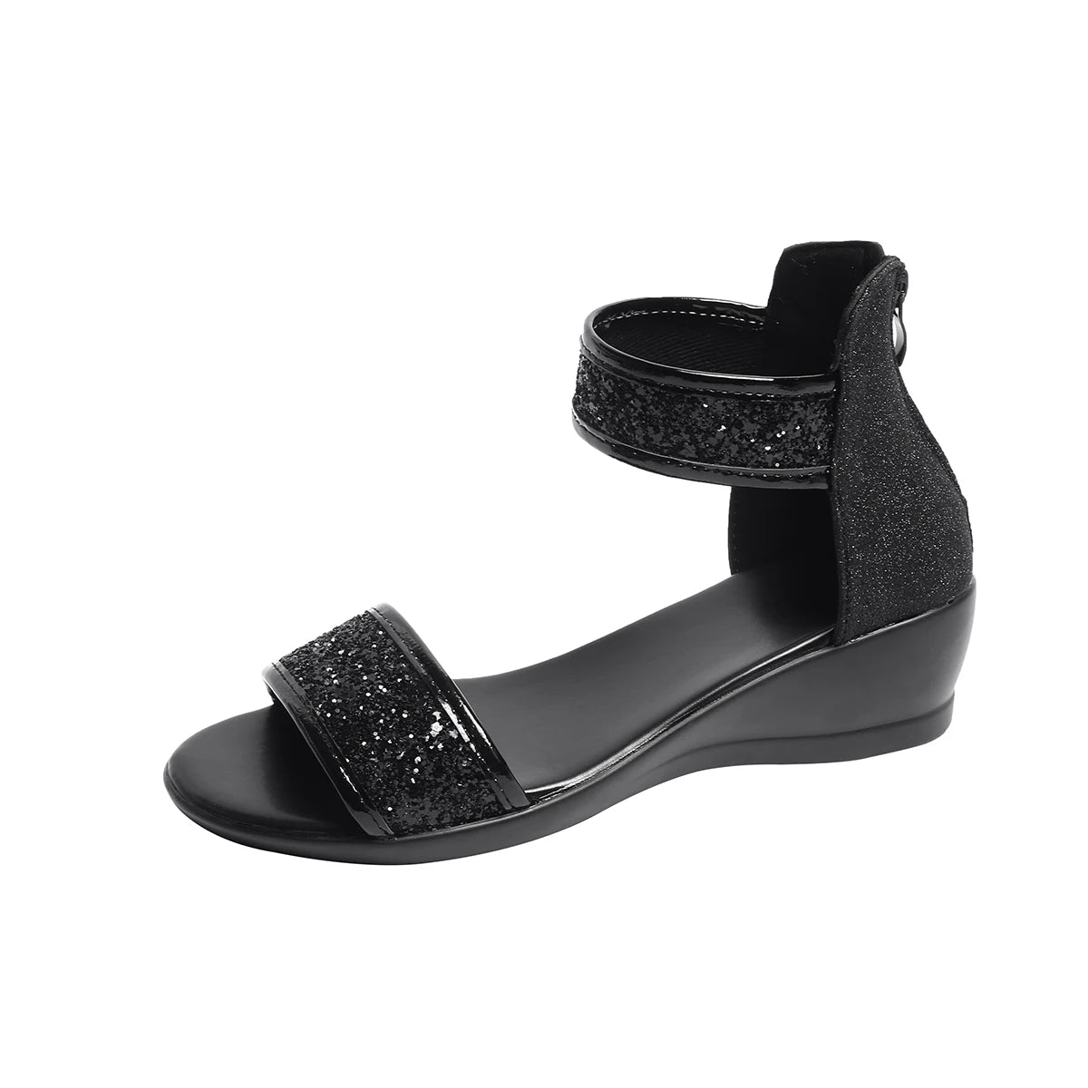 Sandalias de Tacón de Cuña con Brillo Suela Suave Antideslizantes