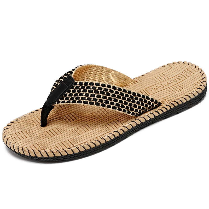 Chanclas Hombre Lino Tejidas Ligeras Interiores Silenciosas | Verano