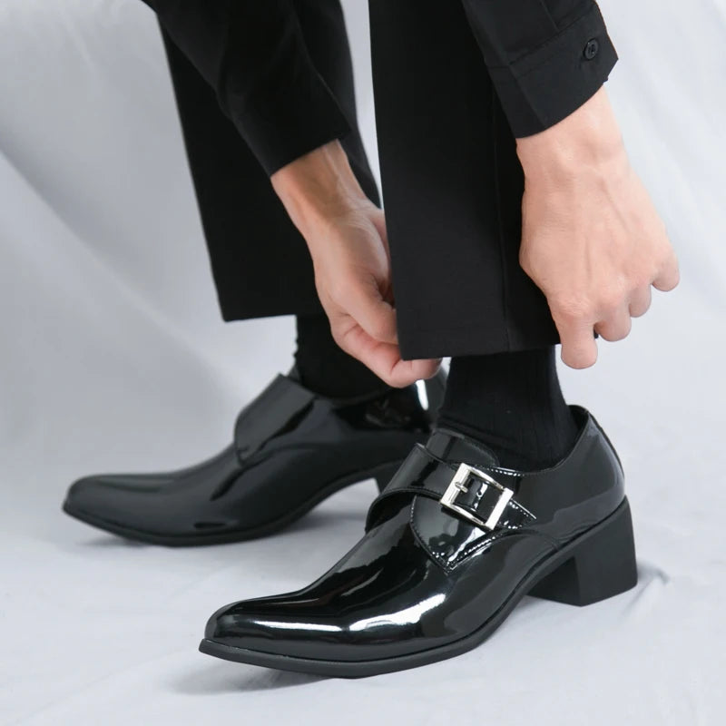 Mocasines Negros Lujo Hombre | Punta Puntiaguda Sin Cordones Zapatos Oxford Boda