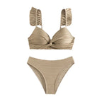 Bikini Push Up con Detalle Recortado y Volantes para Playa