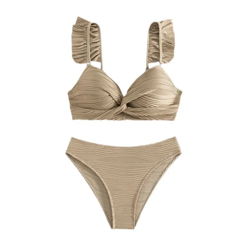 Bikini Push Up con Detalle Recortado y Volantes para Playa