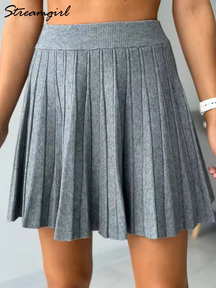Minifalda Plisada de Punto | Cintura Alta | Estilo Coreano