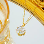 Cadena de acero inoxidable, collares con colgante de trébol de circón colorido romántico clásico para mujeres y niñas, accesorios de joyería, regalos