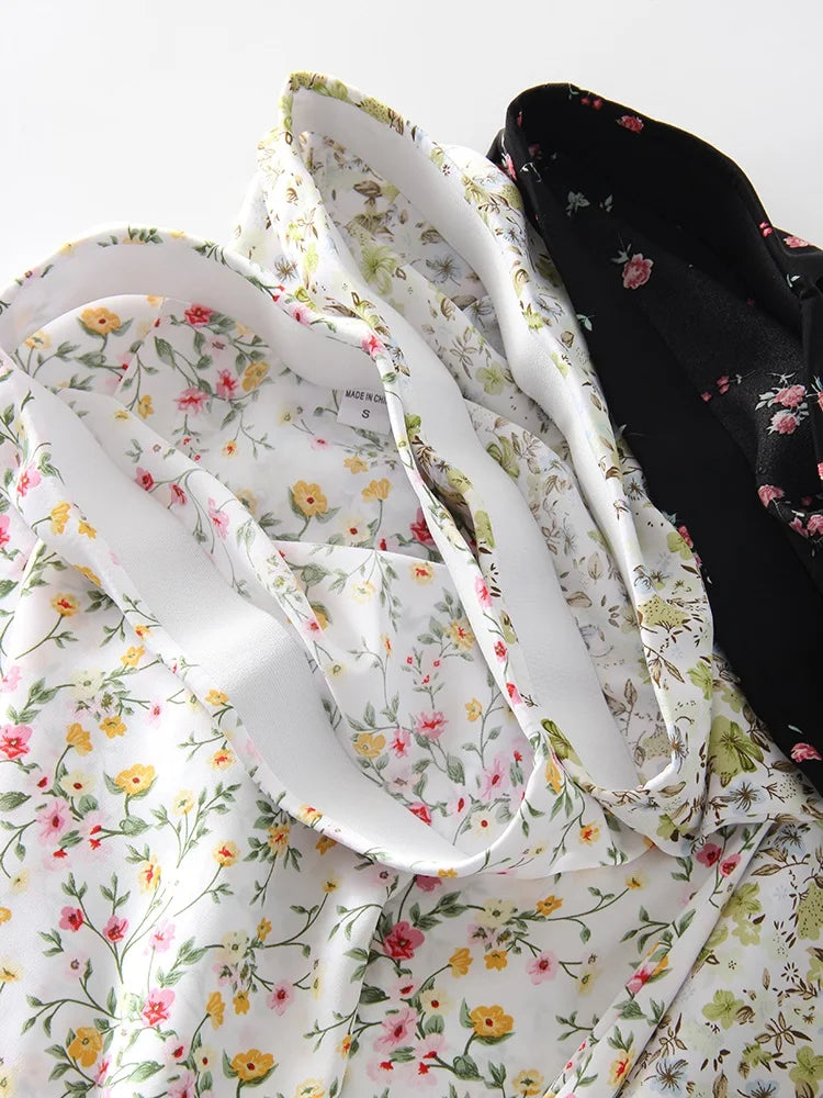 Falda Larga De Gasa Floral Con Abertura Y Vuelo De Verano