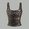 Ticotrendy | Top Fruncido Estampado Leopardo Espalda Descubierta Mujer