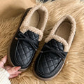 Botines Cálidos de Felpa con Lazo Coreano para Mujer