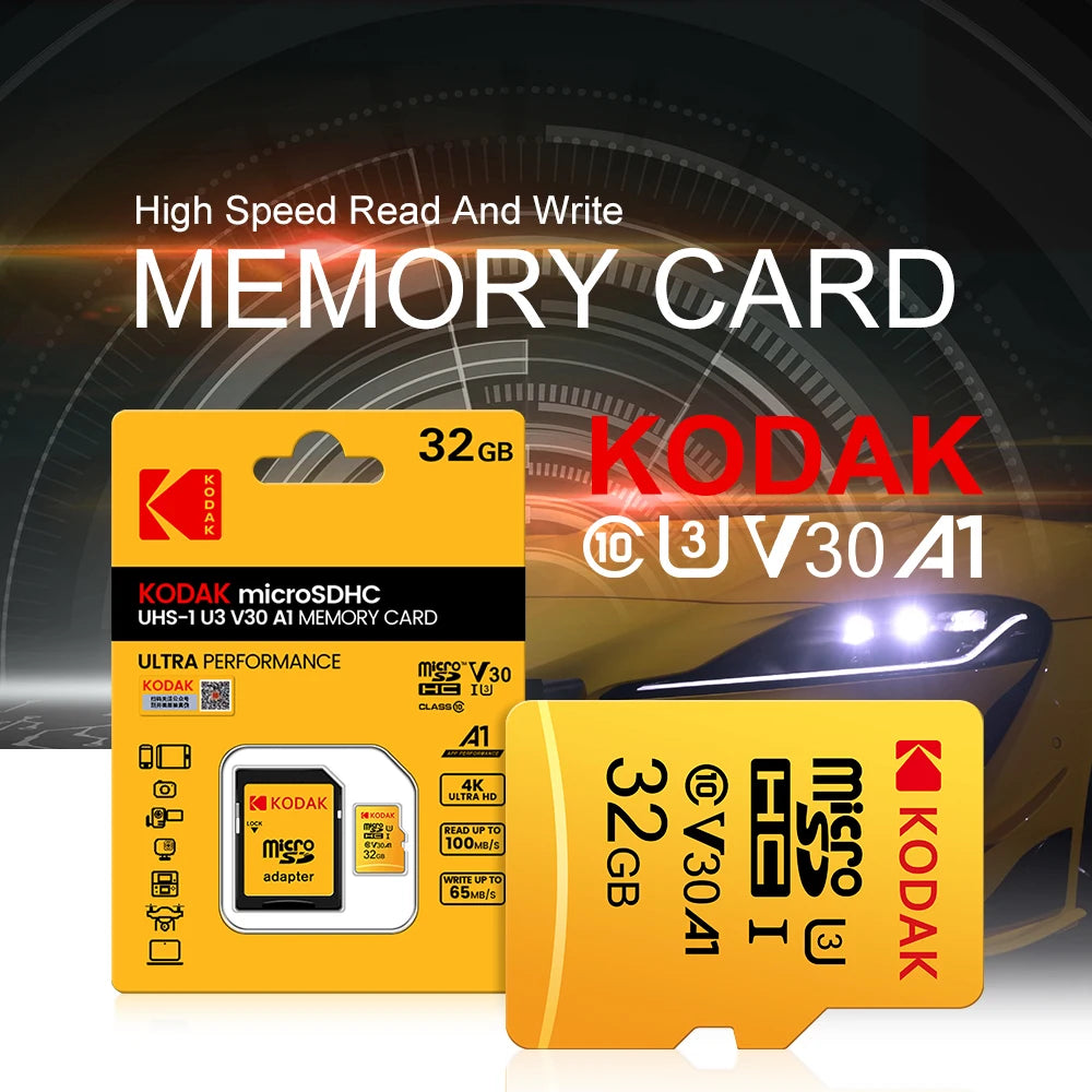 Tarjeta Micro SD Kodak Original | Clase 10 U3 V30 | Alta Velocidad 4K | Ticotrendy