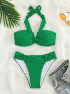 Bikini Halter Push Up con Twist - Traje de Baño de Playa