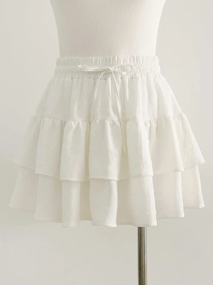 Minifalda Plisada de Gasa | Con Volantes y Pantalones Cortos Internos