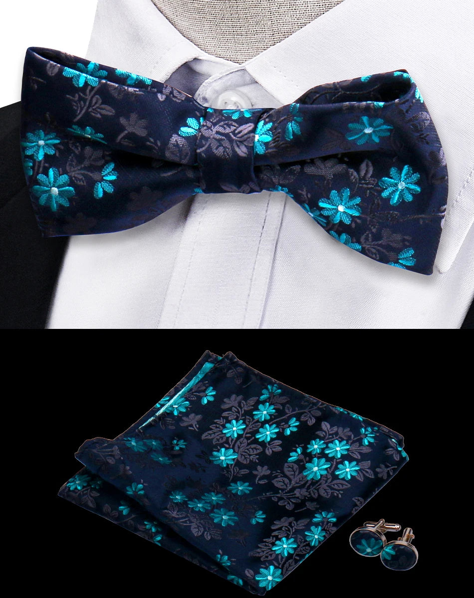Conjunto Pajarita Pañuelo Gemelos Estilo Novedad Elegancia Pura Vida