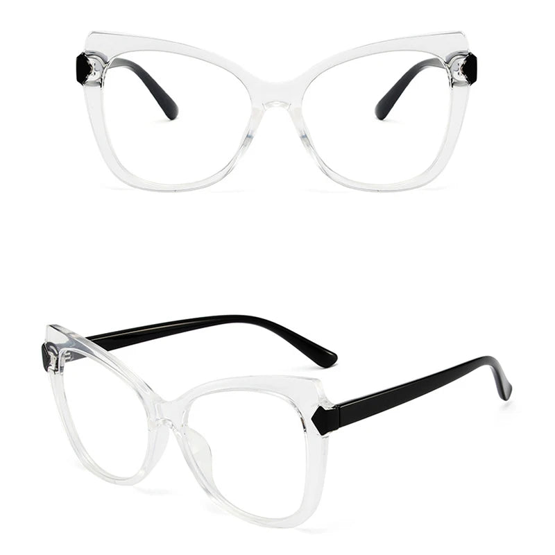 Montura Gafas Ojo Gato Lujo Personalidad | Protección Luz Azul Óptica Titanio Plástico