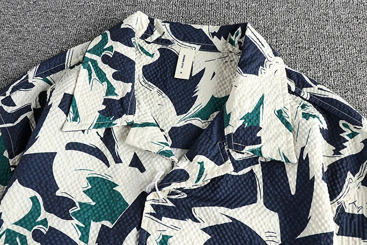 Camisa Hawaiana Hombre | Estampado Floral | Tela Seersucker | Manga Corta