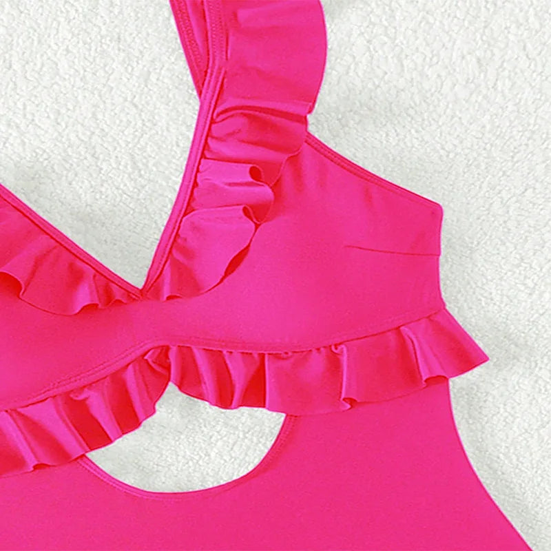 Traje de Baño de Una Pieza con Volantes - Monocromático y Sexy 2024