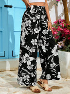 Pantalón Bohemio Traf | Cintura Alta y Pierna Ancha - Estampado Floral