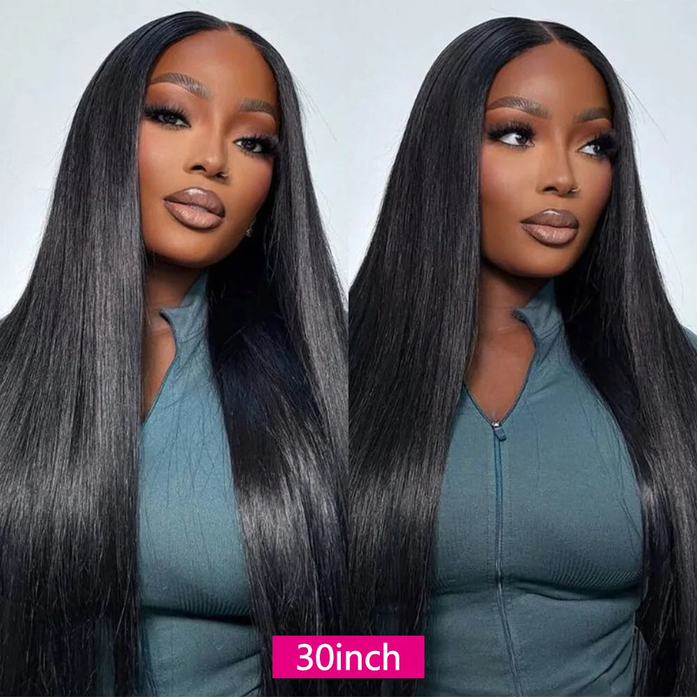 26 28 30 pulgadas 6X4 pelucas rectas sin pegamento cabello humano listo para usar pelucas de cabello humano brasileño precortado peluca con cierre peluca de cabello humano