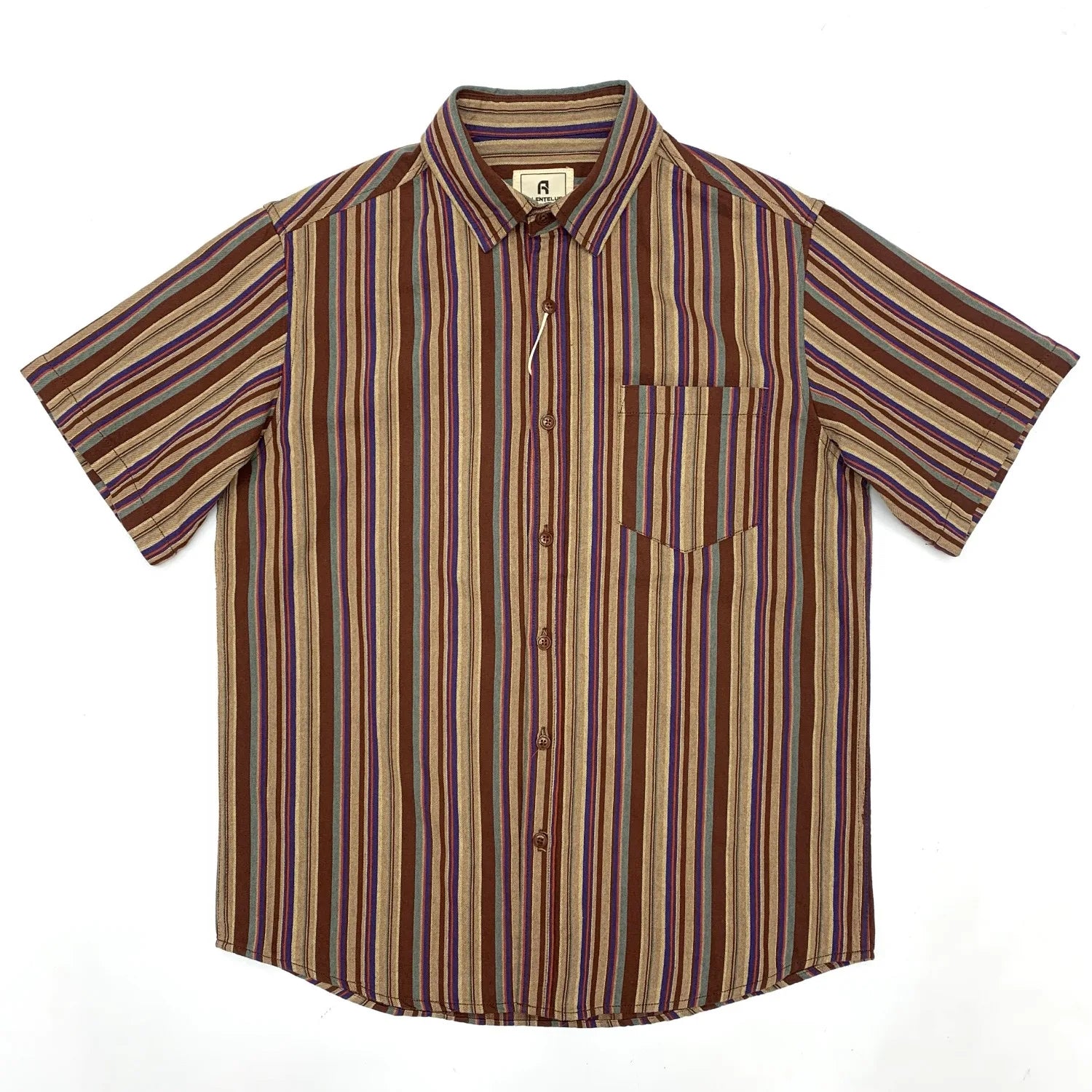 Camisa Vintage Hombre | Rayas Marino | Algodón | Manga Corta | Ticotrendy Costa Rica