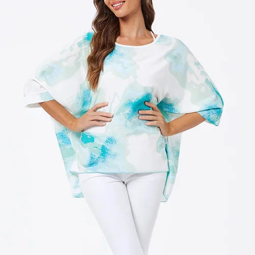 BHFlutter-camisa de talla grande para mujer, Top bohemio estampado, camiseta informal de gasa, 4XL, 5XL, 6XL, 2023