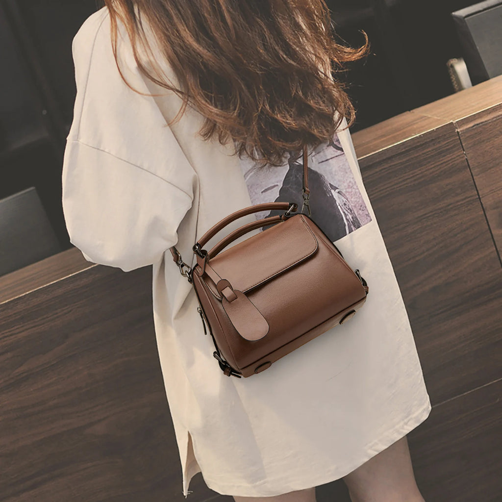 LAORENTOU bolso de mano de cuero suave con asa superior para mujer, bolsos de hombro para niña a la moda, bolso cruzado Retro, regalo para esposa 2025