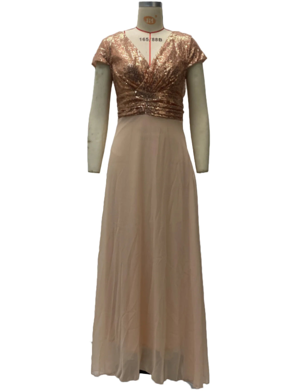 Vestido elegante de gasa con lentejuelas para mujer, cuello en V, dobladillo plisado, lentejuelas femeninas, vestido largo de cóctel para graduación, vestido de noche de boda