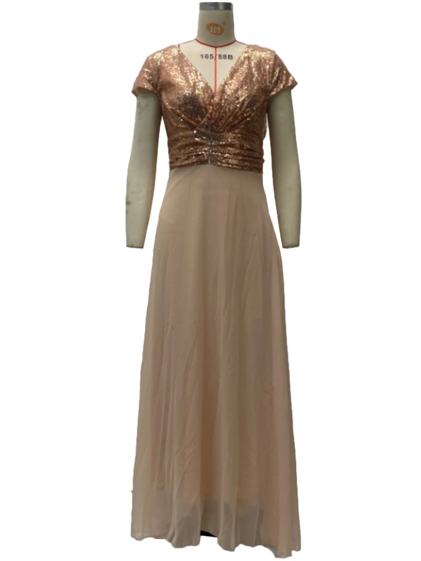 Vestido elegante de gasa con lentejuelas para mujer, cuello en V, dobladillo plisado, lentejuelas femeninas, vestido largo de cóctel para graduación, vestido de noche de boda