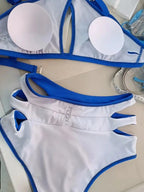 Conjunto de Bikini Halter de Color Sólido Cikini para Vacaciones y Playa