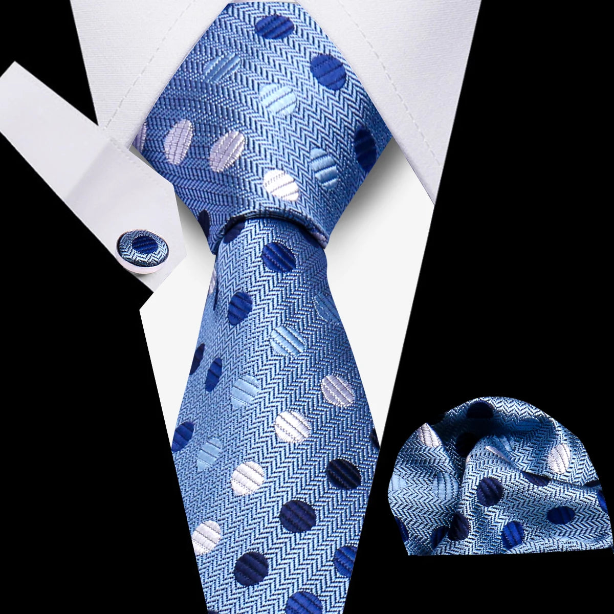 Conjunto Corbata Pañuelo Gemelos Negocios Boda Accesorio De Moda