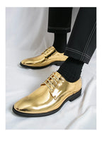 Zapatos Hombre Charol Plateados Lujo Boda Fiesta Punta Puntiaguda | Talla Grande