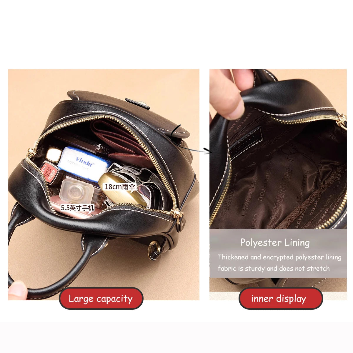 LAORENTOU-mochila de cuero dividido para mujer, bolso de mano para chica, de gran capacidad, para ir al trabajo, ocio, viaje, 2025