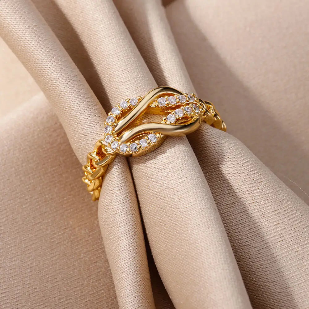 Anillo Ticotrendy Infinity Circón | Lujo Acero Inox | Joyería Pareja Boda