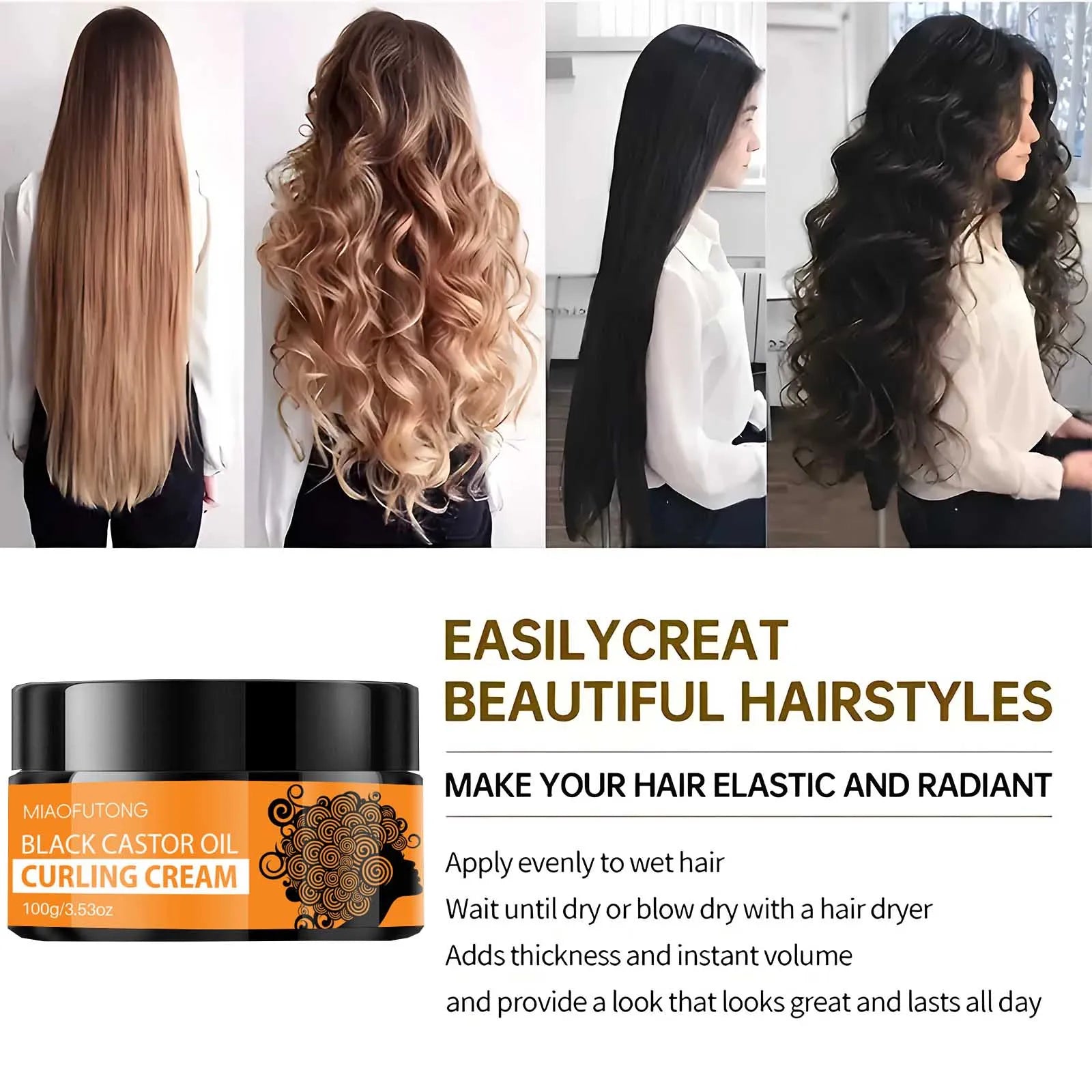 Aceite de Ricino Negro | Hidrata y Define Rizos | Repara Cabello Seco y Enredos
