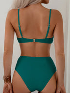 Bikini con Tirantes Finos y Cuello en V - Cintura Alta Torcida