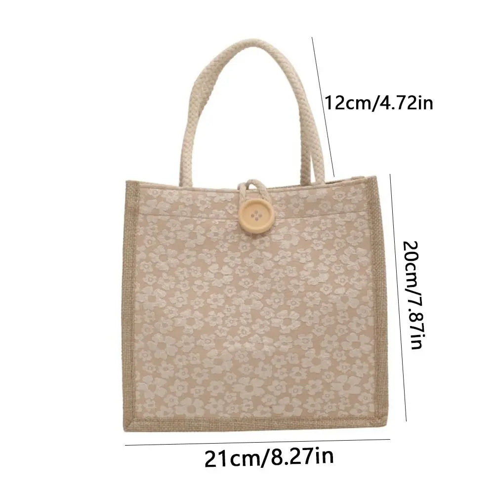 Bolso de Mano de Lino Simple con Cremallera, Gran Capacidad y Estilo Fresco