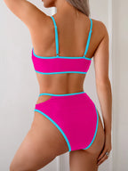 Bikini Sin Espalda Color Bloqueado Sexy - Traje de Baño 2025