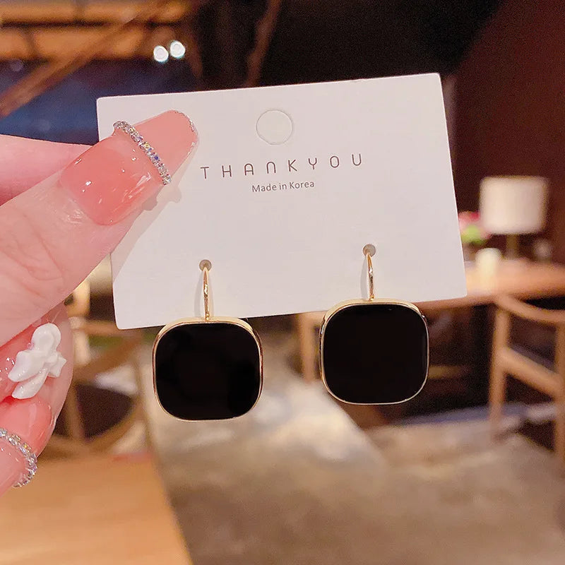 Pendientes de aro cuadrados rojos y negros reducidos geométricos para mujer, accesorios de joyería para mujer, regalos para amigos y familiares