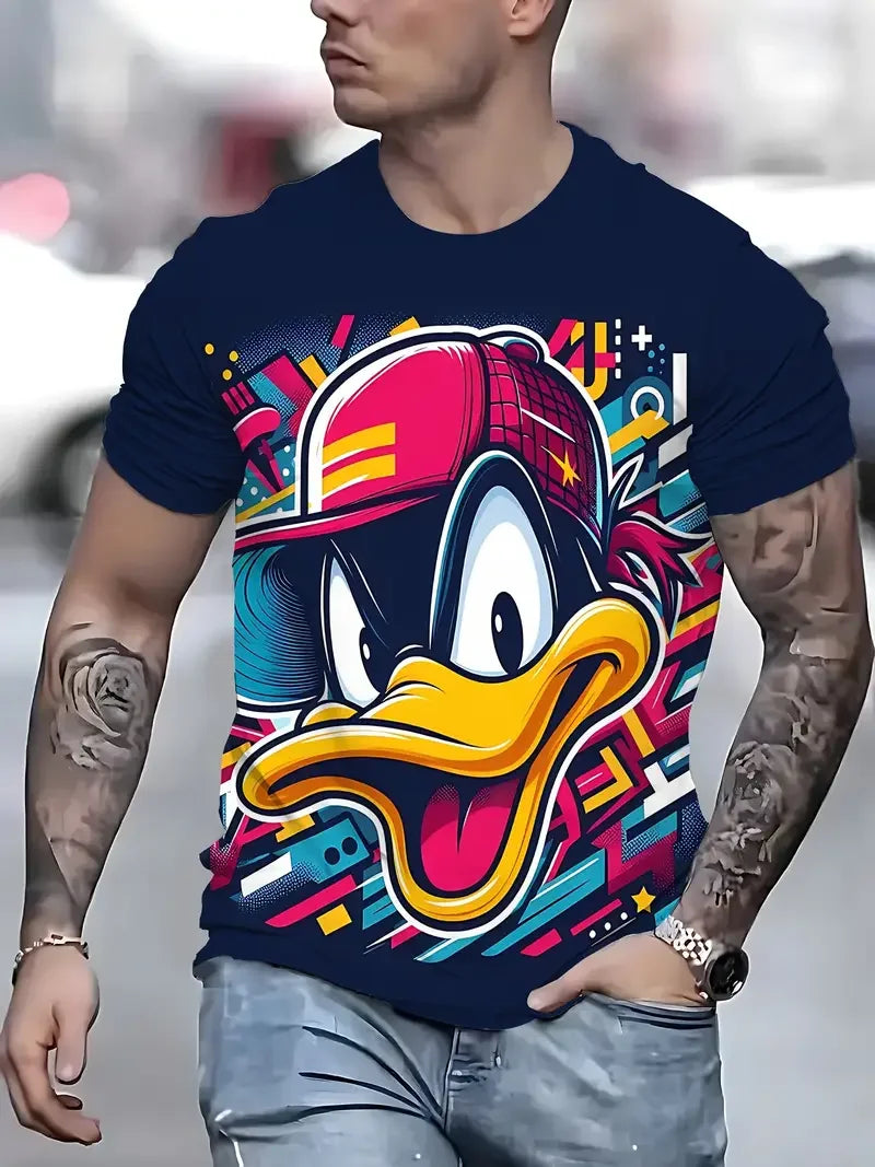 Camiseta Divertida Hombre Estampado Animal | Dibujos Animados Manga Corta Secado Rápido