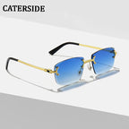 Gafas de Sol CATERSIDE | Cobre y Lentes Degradados Azules | Cuadradas Sin Montura | Lujo Unisex