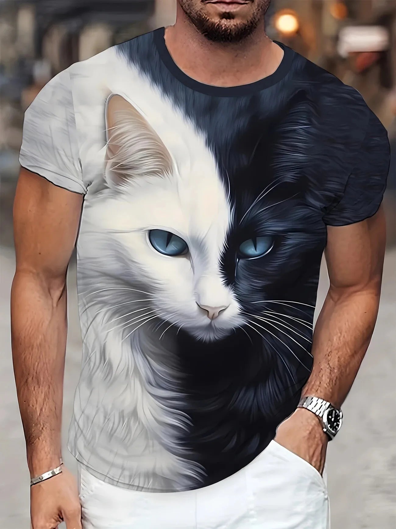 Camiseta Hombre Verano Estampado Animal 3D | Manga Corta Secado Rápido Vintage