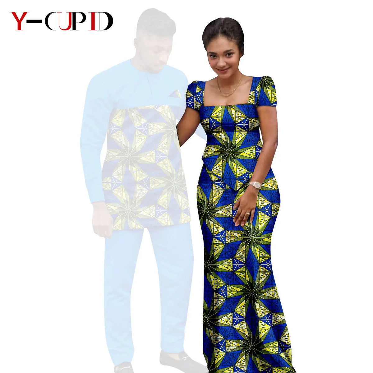 Conjunto Falda y Top Africano Bazin Riche Pareja | Top y Pantalón | Tallas XS-6XL | Tico Trendy