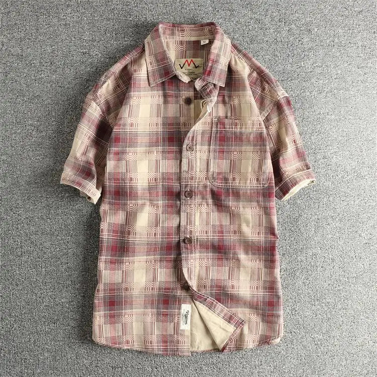Camisa Retro Hombre | Cuadros Tartán | Algodón Tejido | Corte Holgado | Ticotrendy