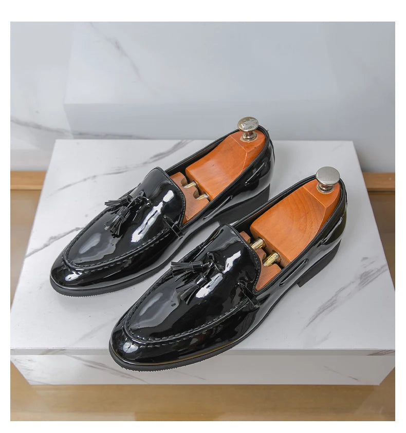 Zapatos Hombre Charol Morados Lujo Boda Fiesta Punta Puntiaguda | Talla 47