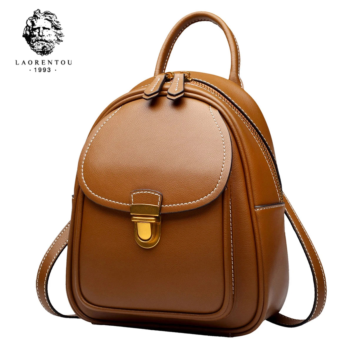 LAORENTOU-mochila de cuero dividido para mujer, bolso de mano para chica, de gran capacidad, para ir al trabajo, ocio, viaje, 2025