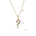Collar Colgante Hoja Flor Circones Brillantes Acero Inoxidable | Accesorio Tendencia Ticotrendy