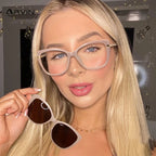 Gafas Lectura Ojo Gato Montura Metálica Clip Magnético | Polarizadas Miopía A La Moda